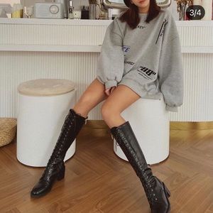 High shaft low heel laced boots